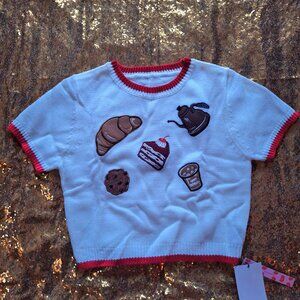 CIDER Sweater Tea/Coffee time shirt sleeves Size M